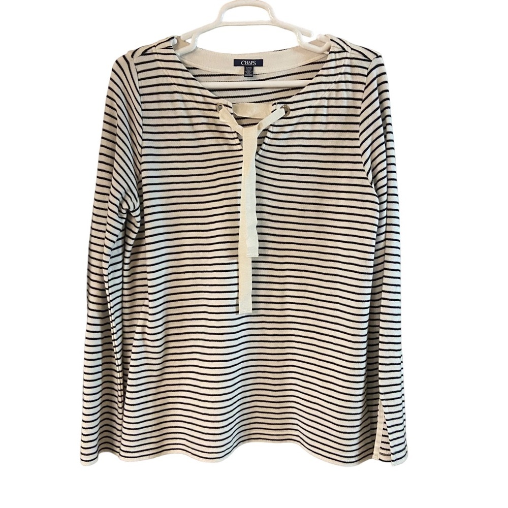 CHAPS Long Sleeve Ribbon Tie Neck Top Size XL